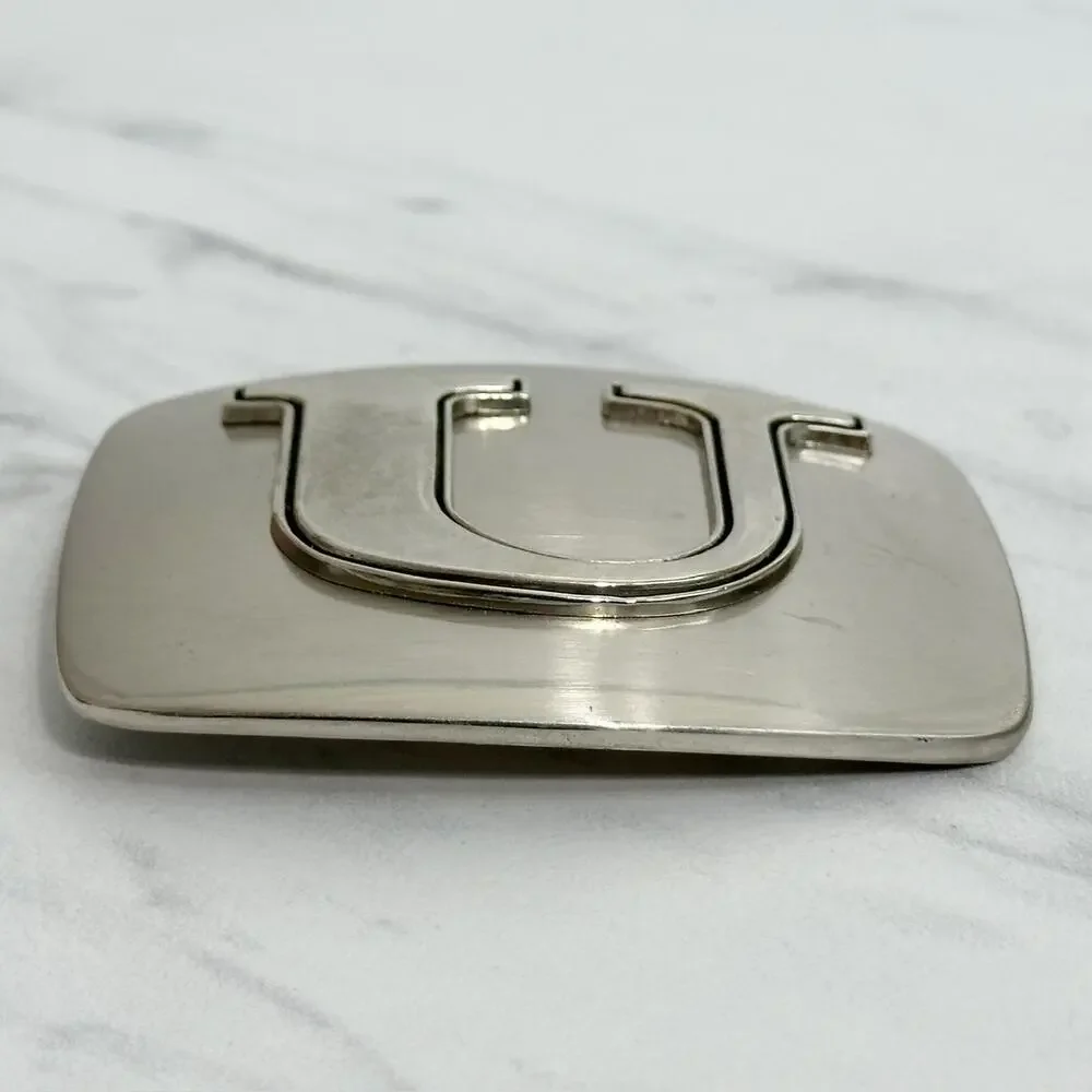 U Letter Initial Monogram Silver Tone Belt Buckle
